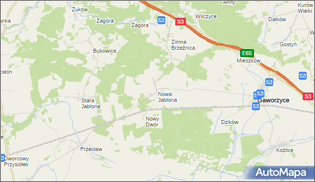 mapa Nowa Jabłona, Nowa Jabłona na mapie Targeo