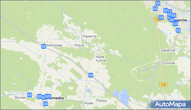 mapa Nowa Kuźnia gmina Gromadka, Nowa Kuźnia gmina Gromadka na mapie Targeo
