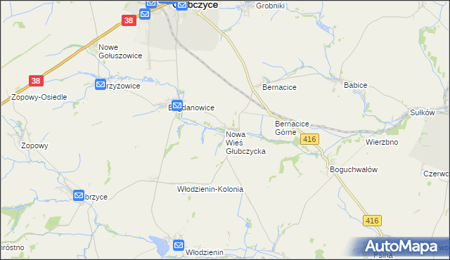 mapa Nowa Wieś Głubczycka, Nowa Wieś Głubczycka na mapie Targeo
