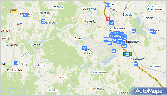 mapa Nowa Wieś gmina Kolbuszowa, Nowa Wieś gmina Kolbuszowa na mapie Targeo