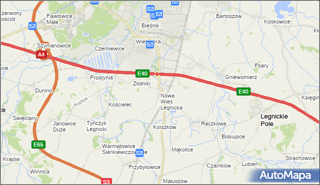 mapa Nowa Wieś Legnicka, Nowa Wieś Legnicka na mapie Targeo