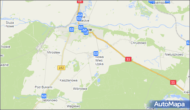 mapa Nowa Wieś Ujska, Nowa Wieś Ujska na mapie Targeo