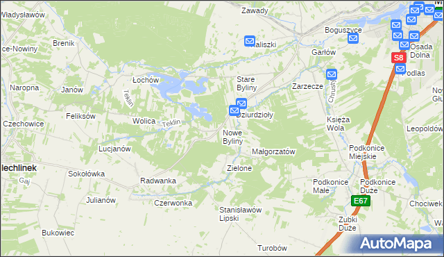 mapa Nowe Byliny, Nowe Byliny na mapie Targeo