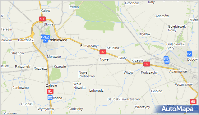 mapa Nowe gmina Krośniewice, Nowe gmina Krośniewice na mapie Targeo