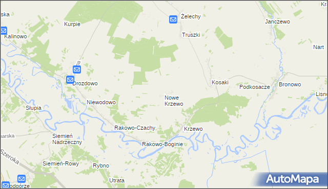mapa Nowe Krzewo gmina Piątnica, Nowe Krzewo gmina Piątnica na mapie Targeo