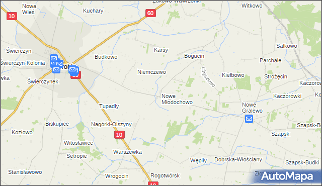 mapa Nowe Młodochowo, Nowe Młodochowo na mapie Targeo