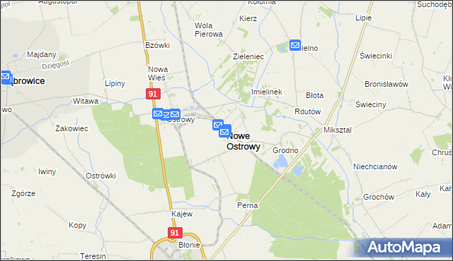 mapa Nowe Ostrowy, Nowe Ostrowy na mapie Targeo