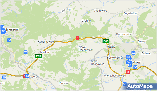 mapa Nowe Rochowice, Nowe Rochowice na mapie Targeo