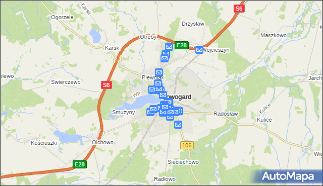 mapa Nowogard, Nowogard na mapie Targeo