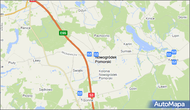 mapa Nowogródek Pomorski, Nowogródek Pomorski na mapie Targeo