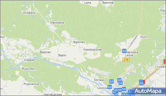 mapa Nowołoskoniec, Nowołoskoniec na mapie Targeo