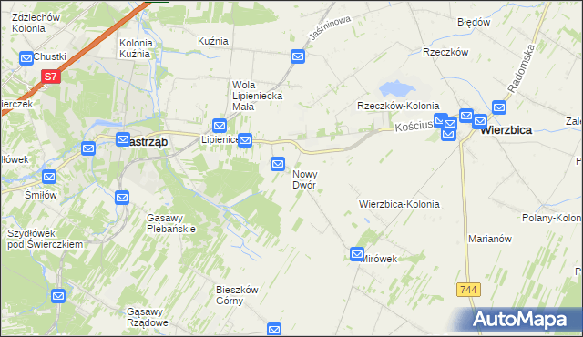 mapa Nowy Dwór gmina Jastrząb, Nowy Dwór gmina Jastrząb na mapie Targeo