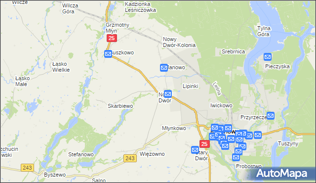 mapa Nowy Dwór gmina Koronowo, Nowy Dwór gmina Koronowo na mapie Targeo