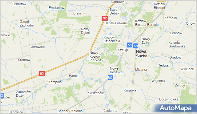 mapa Nowy Kozłów Drugi, Nowy Kozłów Drugi na mapie Targeo