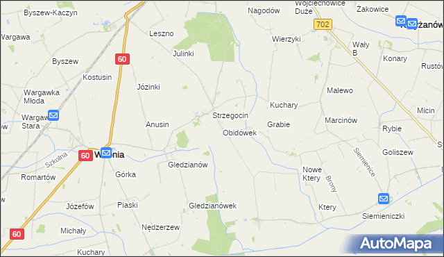 mapa Obidówek, Obidówek na mapie Targeo