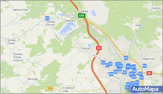 mapa Obora gmina Lubin, Obora gmina Lubin na mapie Targeo