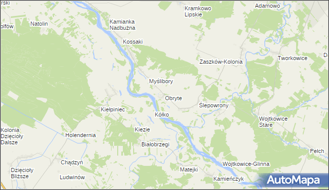 mapa Obryte gmina Nur, Obryte gmina Nur na mapie Targeo