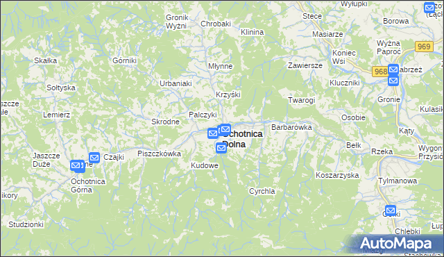 mapa Ochotnica Dolna, Ochotnica Dolna na mapie Targeo