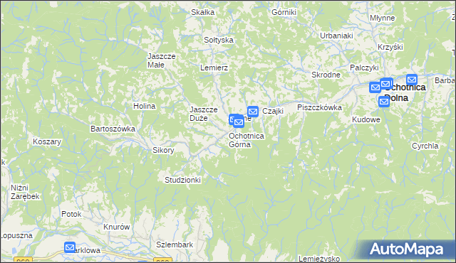 mapa Ochotnica Górna, Ochotnica Górna na mapie Targeo