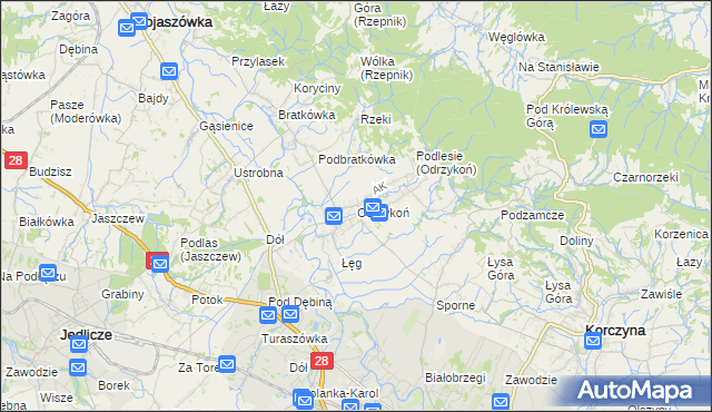 mapa Odrzykoń, Odrzykoń na mapie Targeo