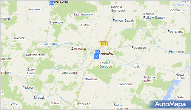 mapa Ogródek gmina Grębków, Ogródek gmina Grębków na mapie Targeo