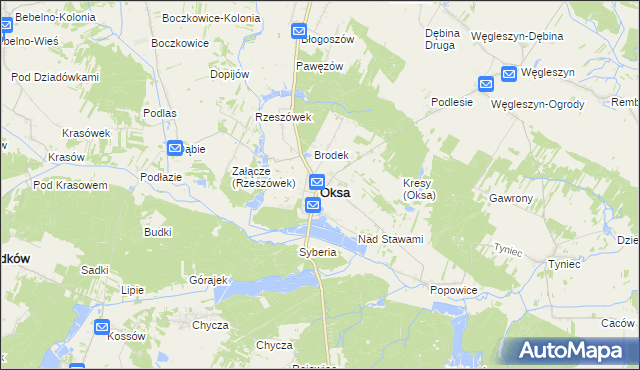 mapa Oksa, Oksa na mapie Targeo