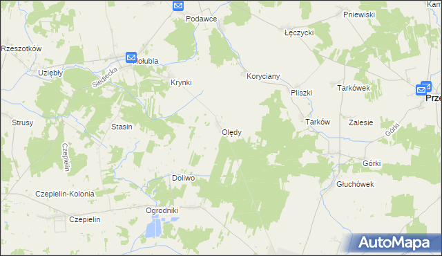 mapa Olędy gmina Mordy, Olędy gmina Mordy na mapie Targeo