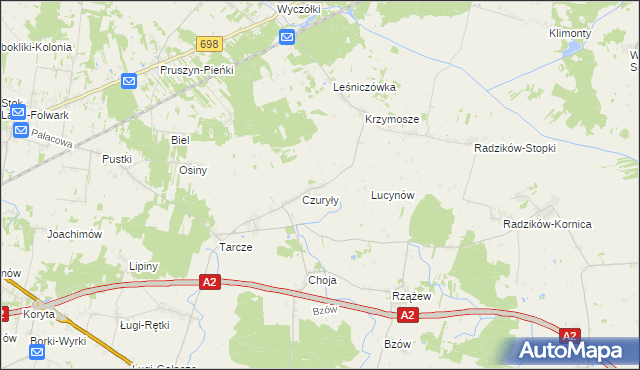 mapa Olędy gmina Zbuczyn, Olędy gmina Zbuczyn na mapie Targeo