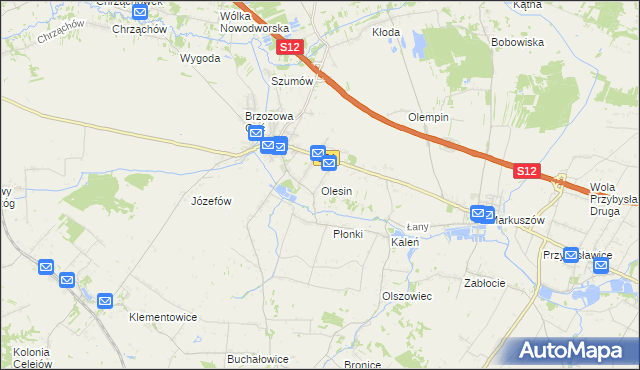 mapa Olesin gmina Kurów, Olesin gmina Kurów na mapie Targeo