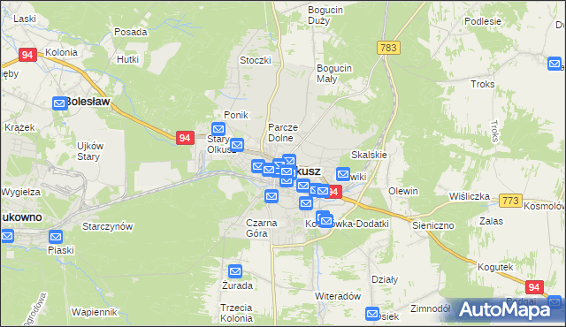 mapa Olkusz, Olkusz na mapie Targeo