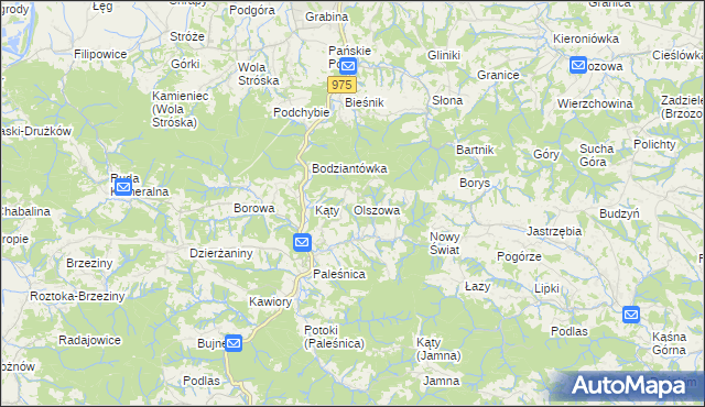 mapa Olszowa gmina Zakliczyn, Olszowa gmina Zakliczyn na mapie Targeo