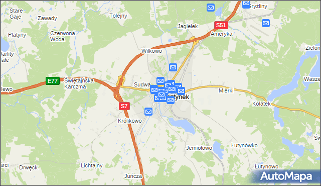 mapa Olsztynek, Olsztynek na mapie Targeo