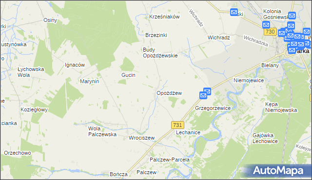 mapa Opożdżew, Opożdżew na mapie Targeo