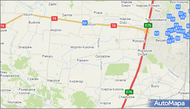 mapa Oprzężów, Oprzężów na mapie Targeo