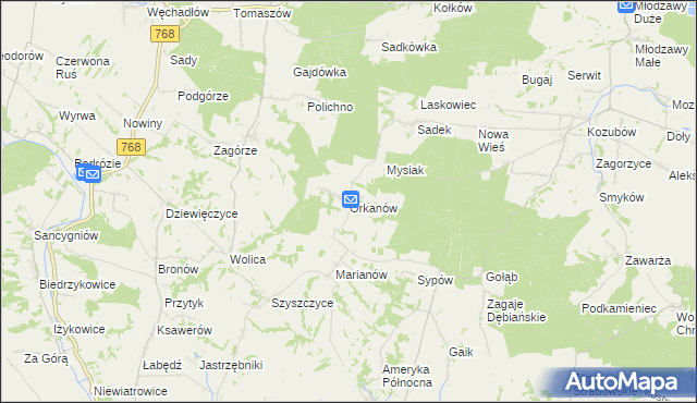 mapa Orkanów, Orkanów na mapie Targeo