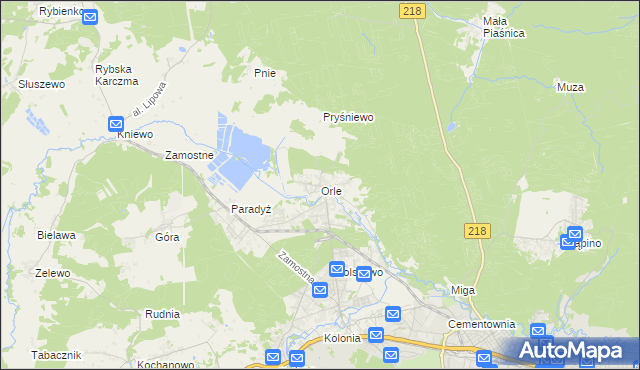 mapa Orle gmina Wejherowo, Orle gmina Wejherowo na mapie Targeo