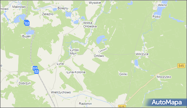 mapa Orłowo gmina Nidzica, Orłowo gmina Nidzica na mapie Targeo