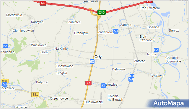 mapa Orły powiat przemyski, Orły powiat przemyski na mapie Targeo
