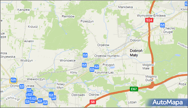 mapa Orpelów-Numerki, Orpelów-Numerki na mapie Targeo