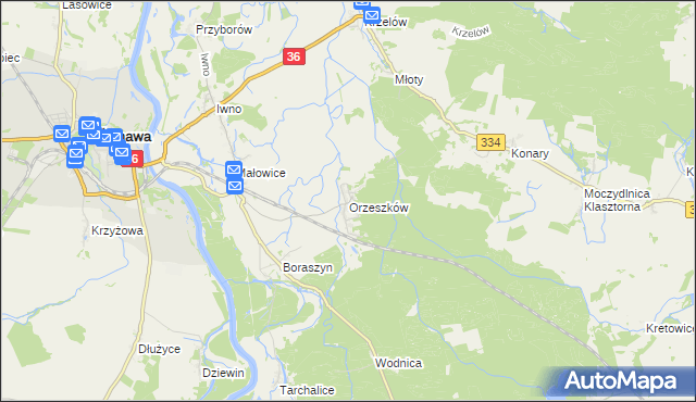 mapa Orzeszków gmina Wińsko, Orzeszków gmina Wińsko na mapie Targeo