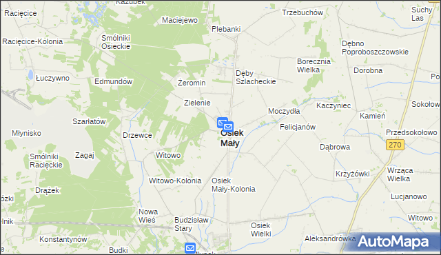 mapa Osiek Mały powiat kolski, Osiek Mały powiat kolski na mapie Targeo