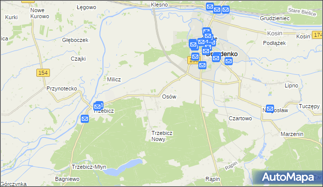 mapa Osów gmina Drezdenko, Osów gmina Drezdenko na mapie Targeo