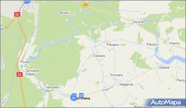 mapa Osówka gmina Tarnówka, Osówka gmina Tarnówka na mapie Targeo