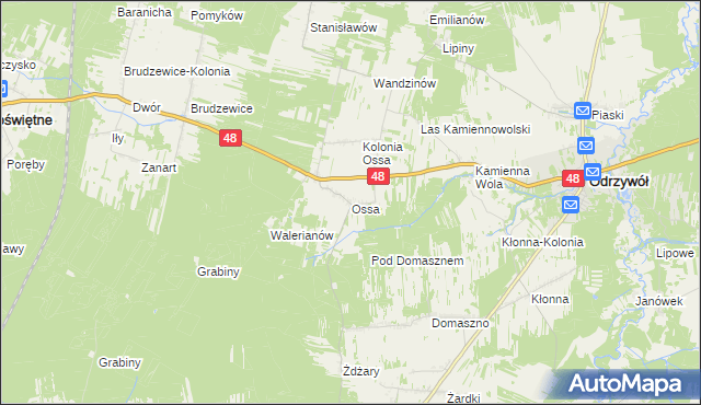 mapa Ossa gmina Odrzywół, Ossa gmina Odrzywół na mapie Targeo