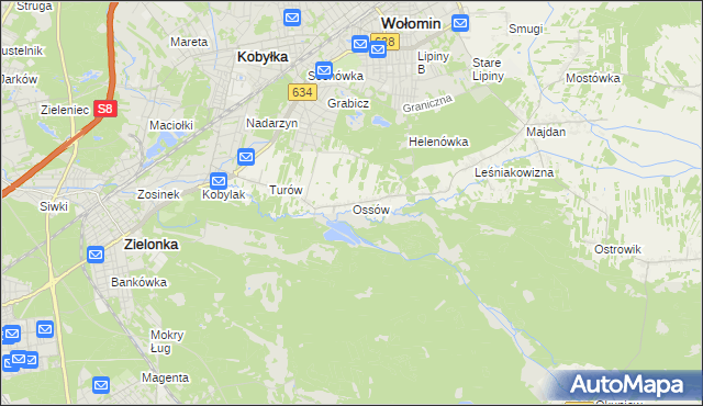 mapa Ossów, Ossów na mapie Targeo