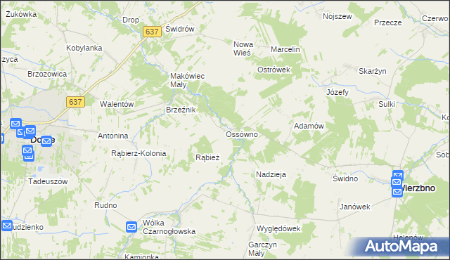 mapa Ossówno, Ossówno na mapie Targeo