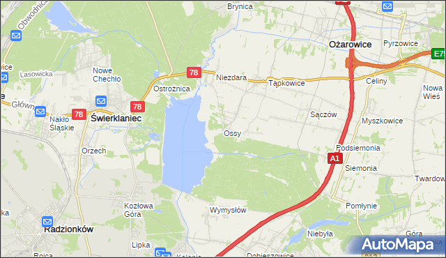 mapa Ossy, Ossy na mapie Targeo