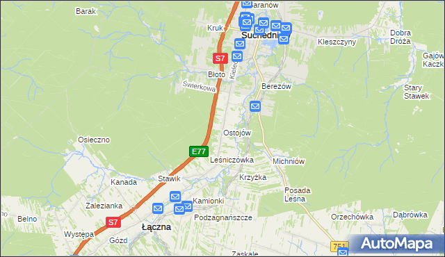 mapa Ostojów, Ostojów na mapie Targeo