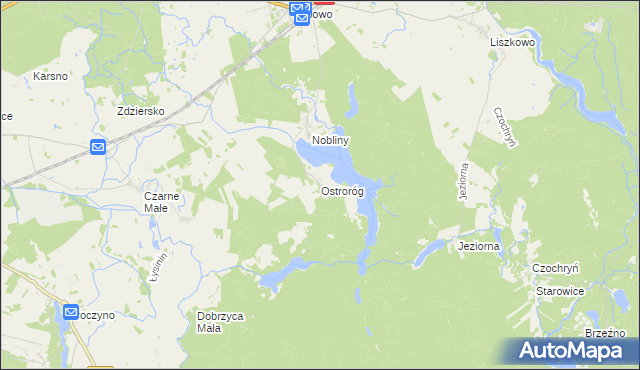 mapa Ostroróg gmina Czaplinek, Ostroróg gmina Czaplinek na mapie Targeo