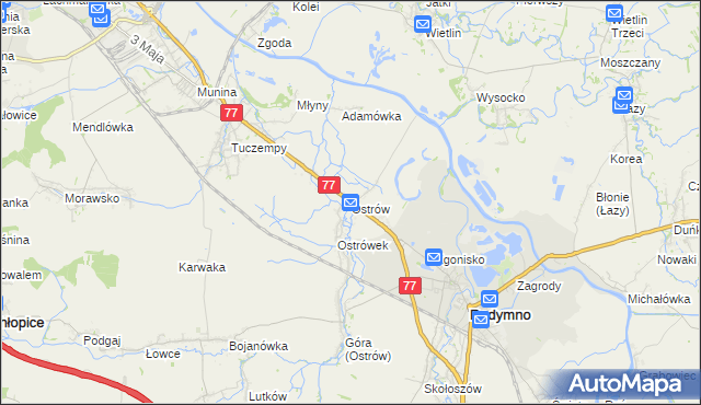 mapa Ostrów gmina Radymno, Ostrów gmina Radymno na mapie Targeo